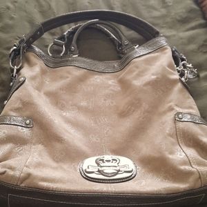 Kathy VanZeeland leather trimmed hobo style purse